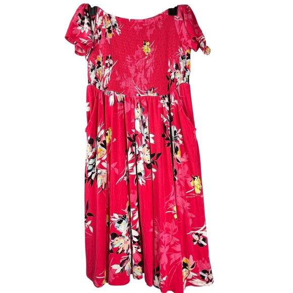 Torrid Super Soft Floral Smocked Midi Dress Pockets Rayon Spandex Size 1 - Picture 3 of 14